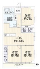 LDK14帖　ウォークインクローゼット完備 全居室6帖以上