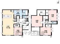 お掃除しやすいオールフローリング。2階全居室広々6帖以上。WICやパントリーなど収納豊富＾＾