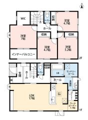 お掃除しやすいオールフローリング。南面バルコニー。あると便利な勝手口付き。パントリーやWIC、ホール収納付き＾＾ワークコーナー有＾＾