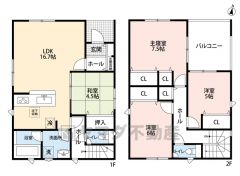 和室含む4LDK。家族団らんの秘訣のリビングスルー階段採用＾＾