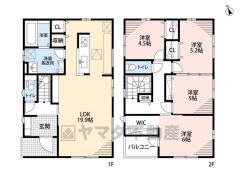 水回りが1ヵ所に集中した家事導線に配慮した間取りです。