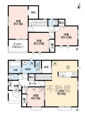 A号棟　4LDK　1Fファミリークローク完備　2F主寝室にはWIC付き