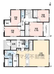 1階は広々20.5帖のLDK＾＾洗面室には大容量のWICあり＾＾2階には4洋室＾＾