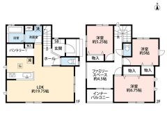 オールフローリング。リビング広々19.75帖。ファミリースペースやパントリー有＾＾ 全居室2面採光＆南面バルコニー。