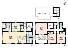 1階はリビングダイニング16帖と和室4.5帖＾＾更に大容量のストレージルームがあります。2階は9帖の広々ベッドルームにウォークインクローゼット付き