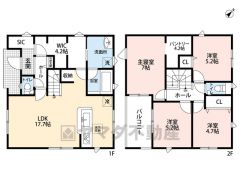 4LDK　WIC、パントリー兼ファミリークローク付き
