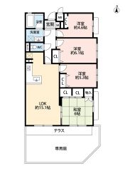 4LDK　角部屋、南向きで陽当たり良好　専用庭付き