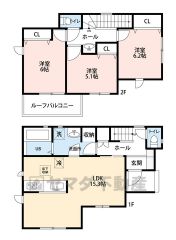 3LDK　ルーフバルコニーに面した主寝室は日当たり陽光