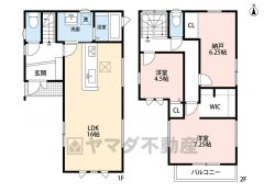 2LDK　2階には2洋室　6.25帖の納戸付き