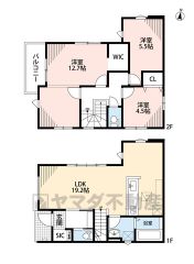 1階は広々19.2帖のLDK＾＾2階には3洋室、間仕切りで4洋室にもできます＾＾