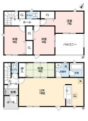 2階全居室広々6帖以上。全居室収納、ホール収納有＾＾ 2階全室2面採光＆南面バルコニー＾＾